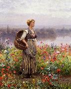 Daniel Ridgeway Knight The flower girl Spain oil painting artist